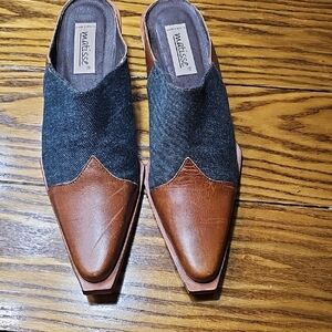 Matisse Vintage Western  Denim and Leather Women  Black Slip-On Shoes Size 8 5 M